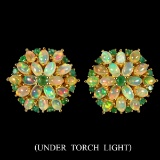 Natural Emerald, Untreated Ethopian White Opal Earrings