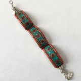 Tibet Hand Made Natural Stones & Turquoise Bracelet