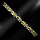 Natural Top Rich Green Peridot & Ruby Bracelet