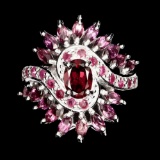 Natural Oval Marquise Rhodolite Garnet Ruby Ring