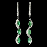 Natural Marquise Colombian Emerald Earrings