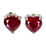 Genuine Red Ruby Hearts Earrings