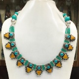 Tibet Hand Made Natural Turquoise Royal Necklace
