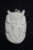Hand Carved Antler Owl Pendant