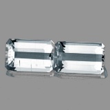 Natural Diamond White Aquamarine Pair 9.5x6 MM {VVS)