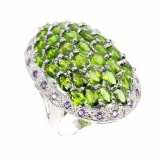 Natural Chrome Diopside & Amethyst Ring