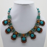 Tibetan Turquoise & Coral Handmade Tribal Necklace