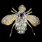 Natural Aquamarine Rhodolite & Sapphire Bee Brooch