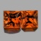 Natural  Princess Cut Orange Sapphire Pair - FL