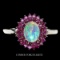 Natural Unheated White Opal & Ruby Ring