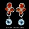 Natural  Orange Fire Opal & Topaz Earrings