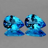 Natural Intense AAA Swiss Blue Topaz Pair 10x7 MM - FL