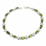 Natural  Chrome Diopside  & Sapphire Bracelet