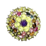 Natural Purple Amethyst Peridot Fancy Tourmaline Ring