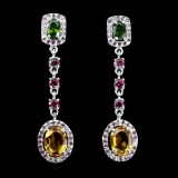 Natural Citrine Chrome Diopside Garnet Earrings