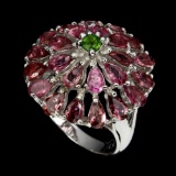 Natural Pink Tourmaline, Chrome Diopside Ring