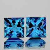 Natural AAA Fire London Blue Topaz Pair{Flawless-VVS1}