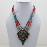 Tibet Natural Stone Tribal Queen Royal Necklace