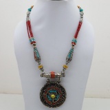 Tibet Hand Made Natural Turquoise & Coral Necklace