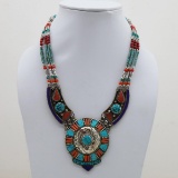 Tibet Hand Made Natural Turquoise & Coral Necklace