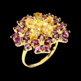 Natural Citrine 6x4mm &  Rhodolite Garnet Ring