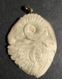 Hand Carved Antler Eagle & Goat Pendant