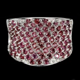 Natural Unheated Round Rhodolite Garnet Ring