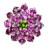 Natural Chrome Diopside Rhodolite Garnet Ring