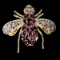 Natural Rhodolite Garnet Sapphire Bee Brooch