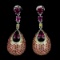 Natural Rhodolite Garnet  & Sapphire Earrings