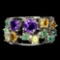 Natural Colombian Emerald  Amethyst Citrine Ring