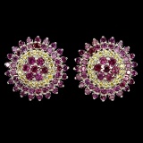 Natural Rhodolite Garnet & Sapphire Earrings