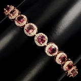 Natural Round Cut 5 mm Top Pink Tourmaline Bracelet