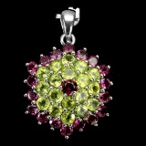 Natural Peridot & Rhodolite Garnet Pendant