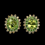 Natural  Peridot & Chrome Diopside Sapphire Eariings