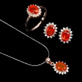 Natural Orange Fire Opal Set