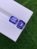 Natural Emerald Cut Tanzanite Pair 3.58 Carats - VVS