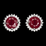 Natural Red Ruby Stud Earrings