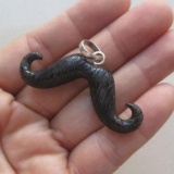 Natural Hand Carved Mustache Pendant