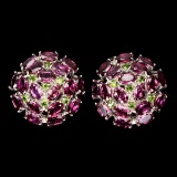 Natural  Rhodolite Garnet & Chrome Diopside Earrings