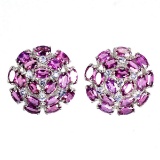 Natural Rhodolite Garnet  & Tanzanite Earrings