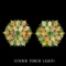 Natural Emerald, Untreated Ethopian White Opal Earrings