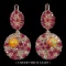 Natural White Opal & Red Ruby Earrings