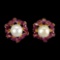 Natural Pearl & Marquise Red Ruby Earrings