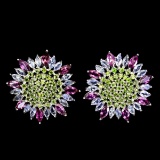 Natural Tanzanite Rhodolite Ch-Diopside Earrings