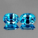 Natural AAA Cambodian Blue Zircon  Pair {Flawless-VVS1}