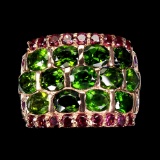 Natural Chrome Diopside & Rhodolite Garnet Ring