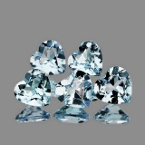 NATURAL WHITE AQUAMARINE HEARTS 5 Pcs [IF-VVS]