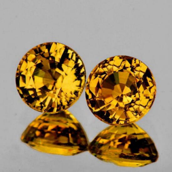 Natural  AAA Yellow Mali Garnet Pair{Flawless-VVS}