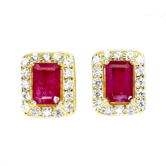 Natural Pigeon Blood Red Ruby Earrings